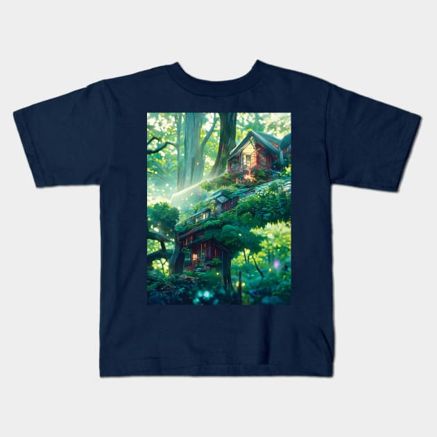 Magical Forest and Its Secret Beautiful Cottage in Jungle Kids T-Shirt by DaysuCollege